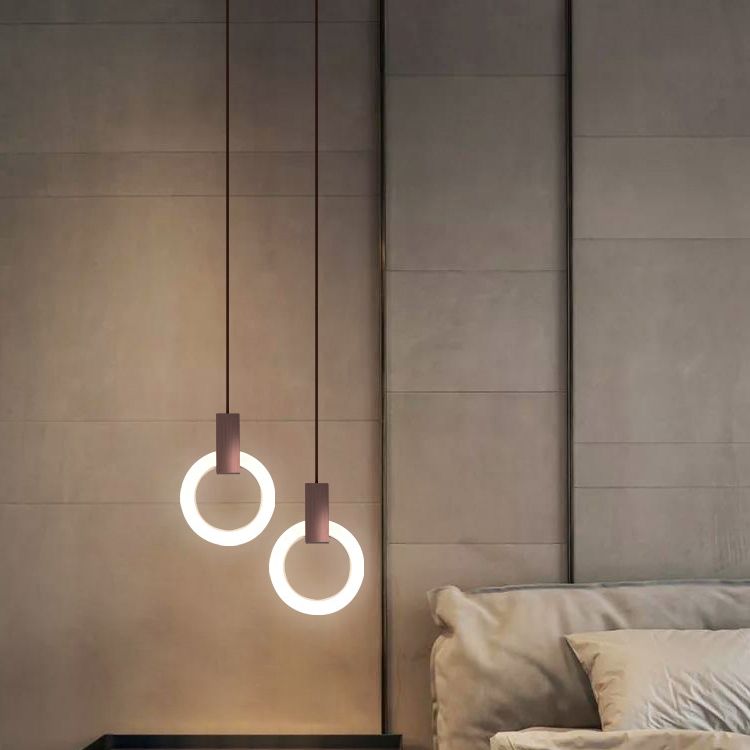 Halo Ring Pendant Light Fixture Simple Acrylic Dining Room LED Suspended Lighting