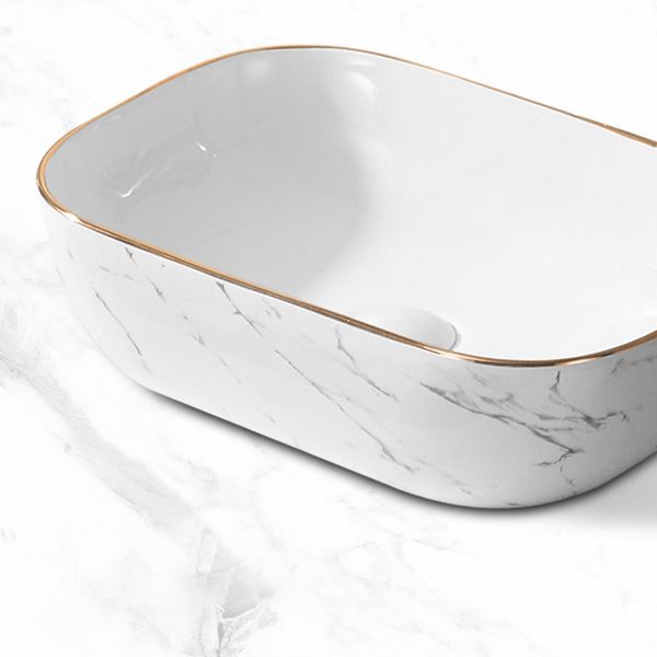 Contemporary Bathroom Sink Pop-Up Drain Porcelain Oval-Shape Vessel Bathroom Sink