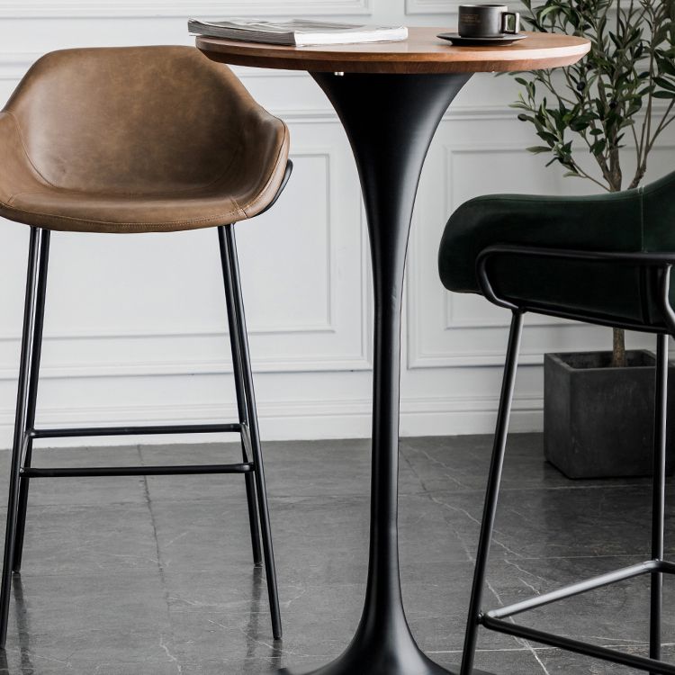 Metal Pedestal Bar Height Table Industrial Round Bar Dining Table