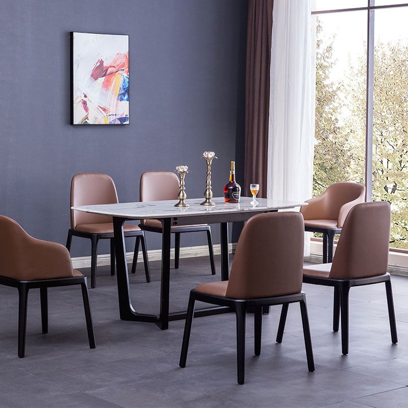 Silla de comedor industrial Ash Parsons, silla auxiliar de cuero con acabado mate (juego de 2)
