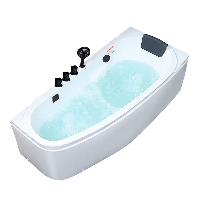 Modern Acrylic Tub Soaking Corner Bathtub in White , 22.83-inch Tall
