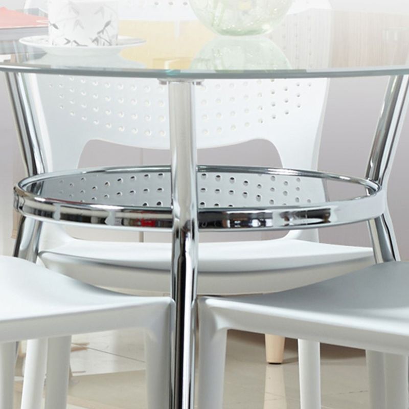 Tempered Glass Dining Table with Metal Base Modern Round Table with 3 Legs