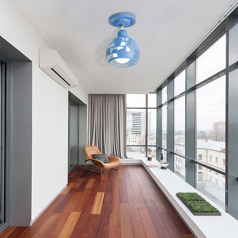 Pink / Jaune / Blue Doled Semi-Flush Light MODERN MODERN MODER 1 CEAD LICHING POUR HALLWAY