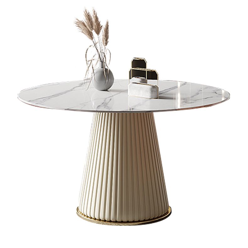 Metal Contemporary Round Dining Table Marble Top Table for Dining Room