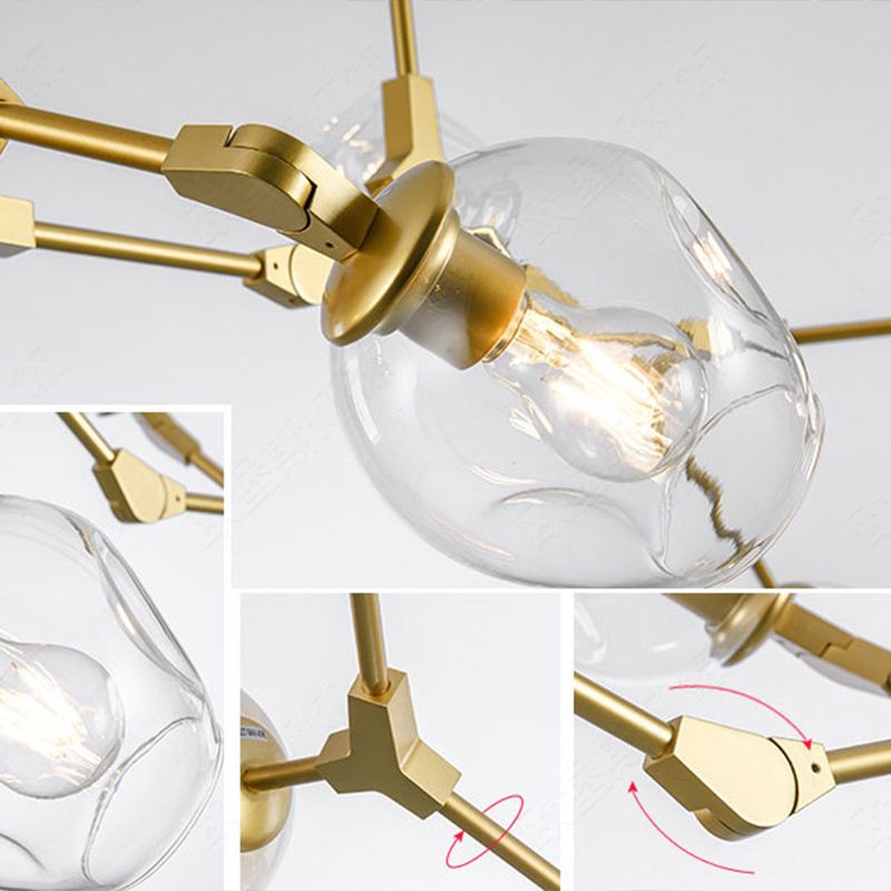 Apparecchi di illuminazione del lampadario ramificati Luce di sospensione in vetro moderno per soggiorno