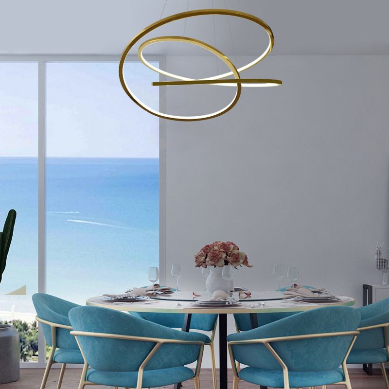 Modern Cycle Chandelier Stainless Steel Pendant Ceiling Lights with Adjustable Hanging Cord for Living Room