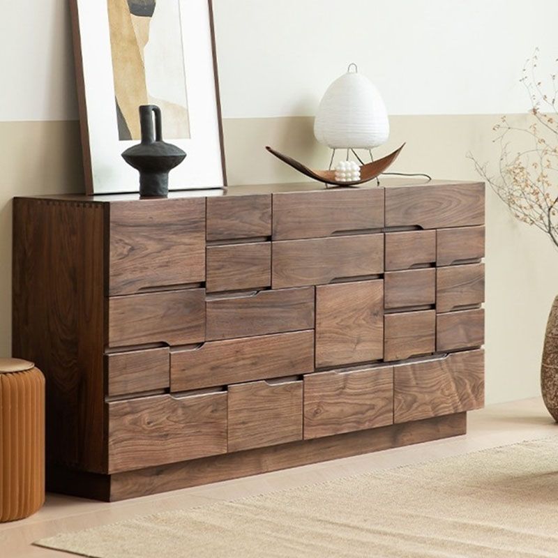 Contemporary Horizontal Dresser Wood Storage Dresser with Drawers for Bedroom