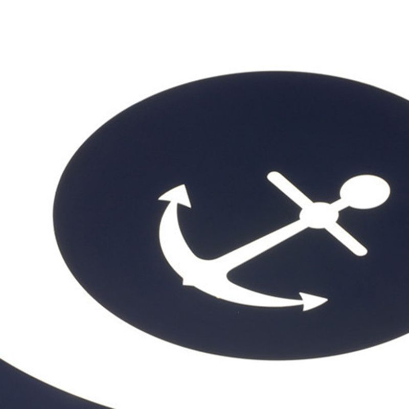 Plafonnier LED en acrylique bleu à montage encastré en forme de gouvernail pour chambre d'enfant