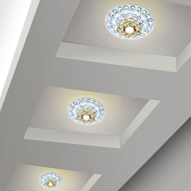 Lampada da soffitto Bloom Semplice illuminazione da incasso a LED in cristallo trasparente con motivo a coda di pavone