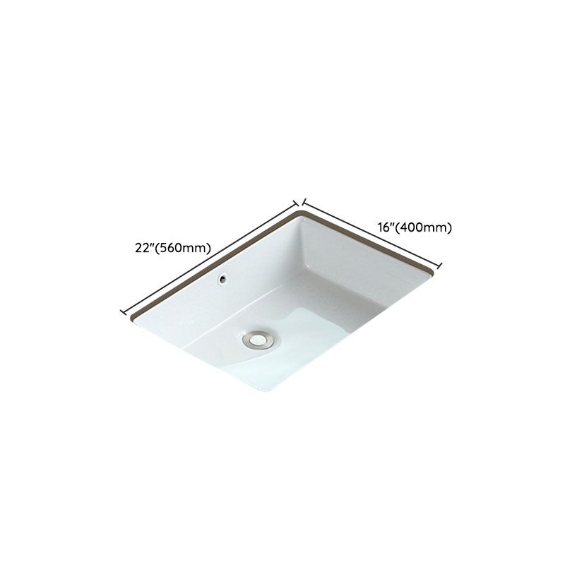 Traditional Undermount Bathroom Sink Porcelain with Overflow Basin Sink
