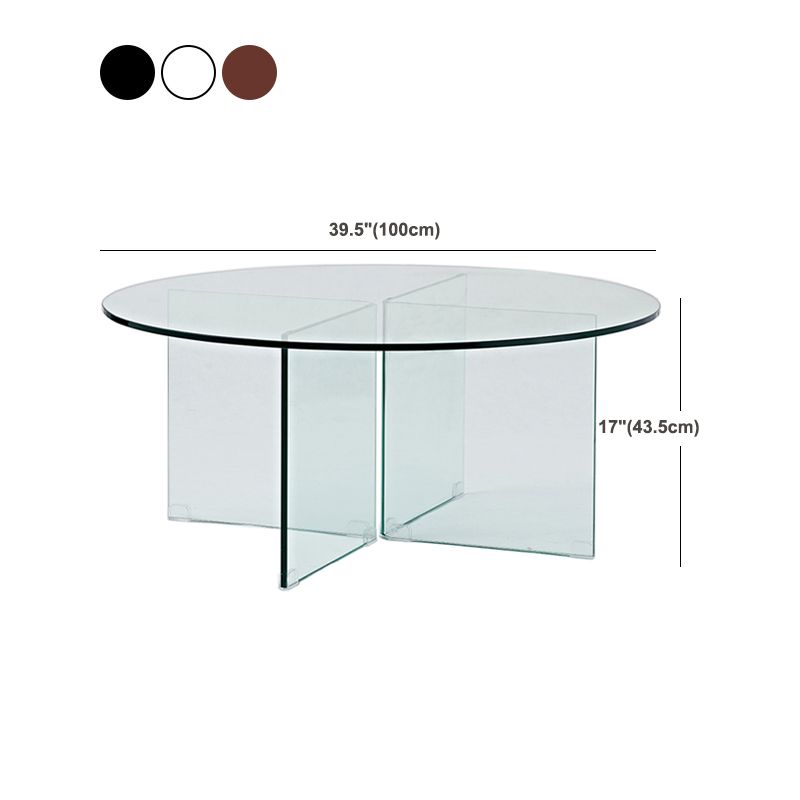 Round Clear Glass Coffee Table Dia 39.37-In 1 Single Cocktail Table