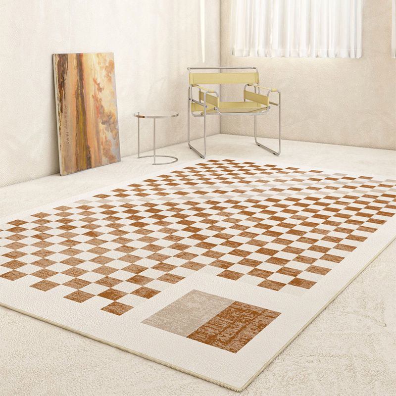 Brown Modern Carpet Geometric Pattern Polyester Area Carpet Anti-Slip Area Rug for Home Decor