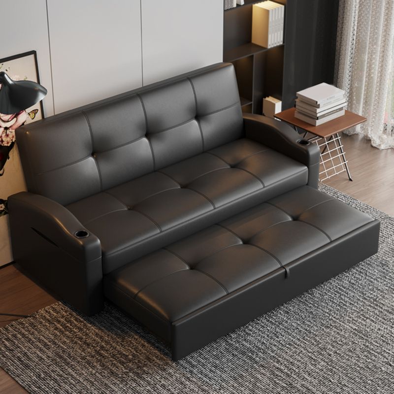 Scandinavian Convertible Sofas Black Tufted Back Sleeper Sofa