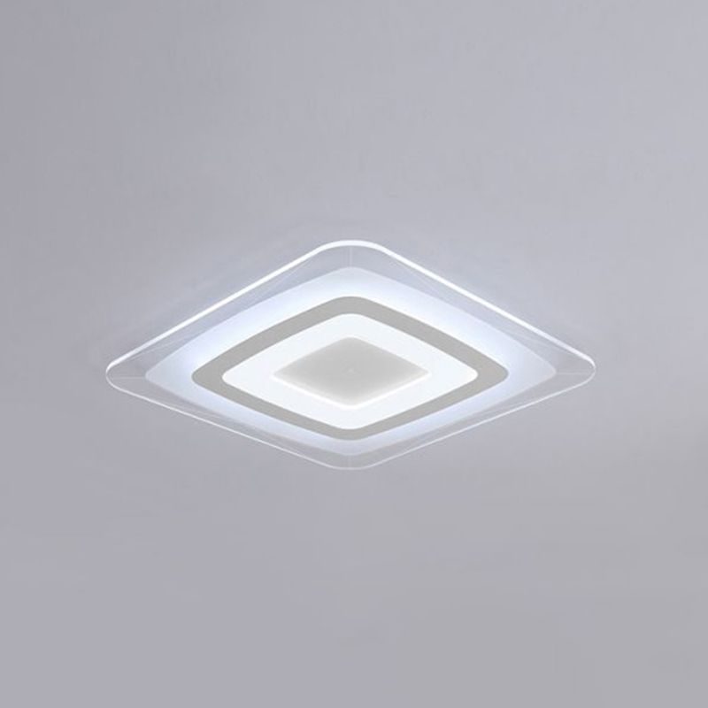 Rectangular Flushmount Ceiling Lamp Minimalist Acrylic Living Room Ultrathin LED Flush Light in White