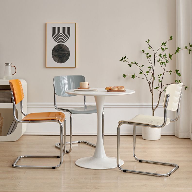 Contemporary Dining Room Silver Leg Open Back Armless Dining Chair