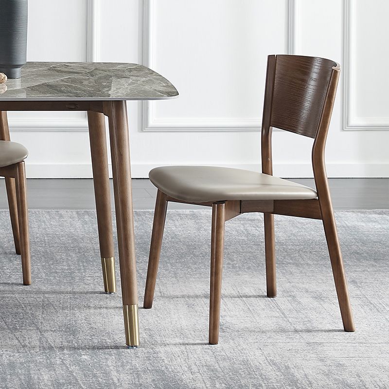 Chaises d'appoint de salle à manger de style scandinave Chaises sans accoudoirs à dossier ouvert en bois (Ensemble de 2)