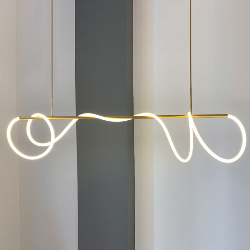 Minimalism Nordic Style LED Island Light Soft Silicone Lampshade Home Decorative Lighting Fixture in Gold