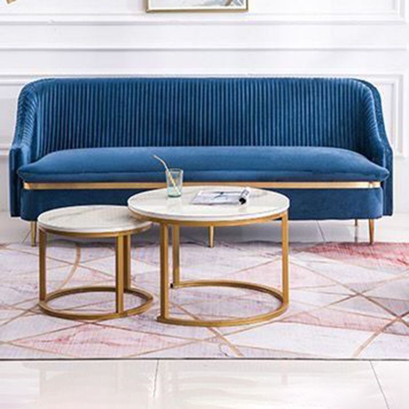 Contemporary Velvet Sofa with Swen Pillow Back and Slopped Arm