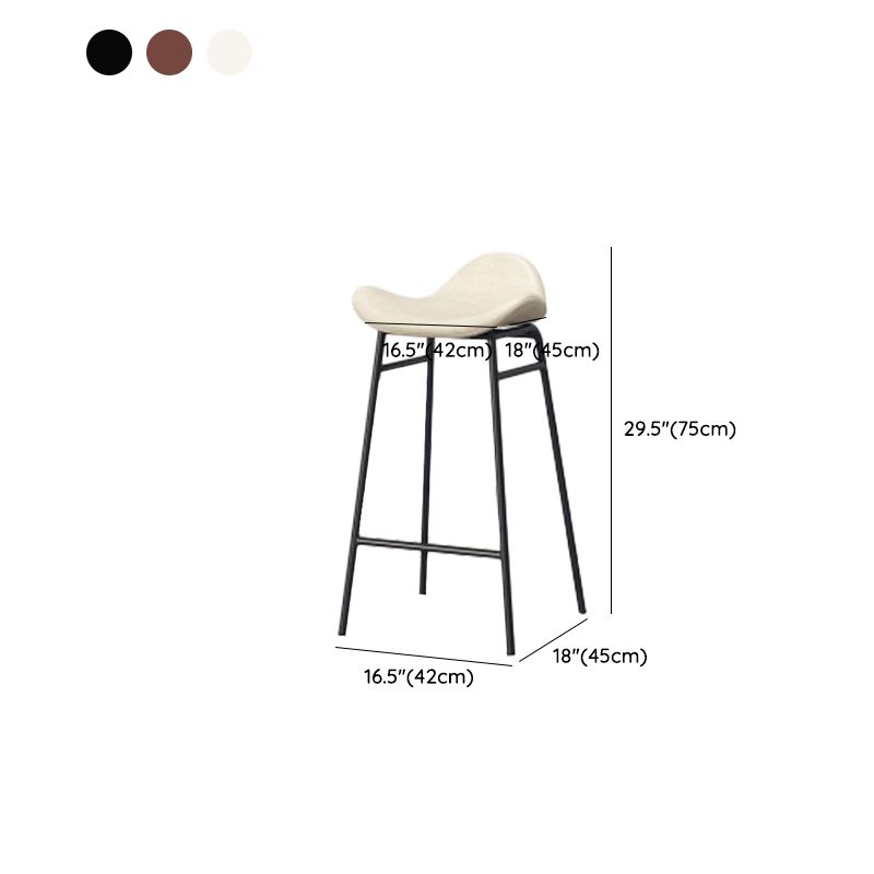 Faux Leather Bar Stools Glam Iron Backless Bar Stool with Footrest