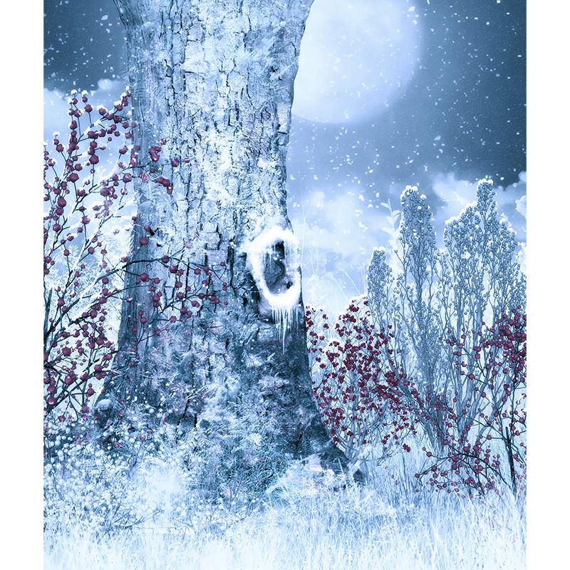 White Moon and Tree Mural Wallpaper Moistureproof Modern Adults Room Wall Covering