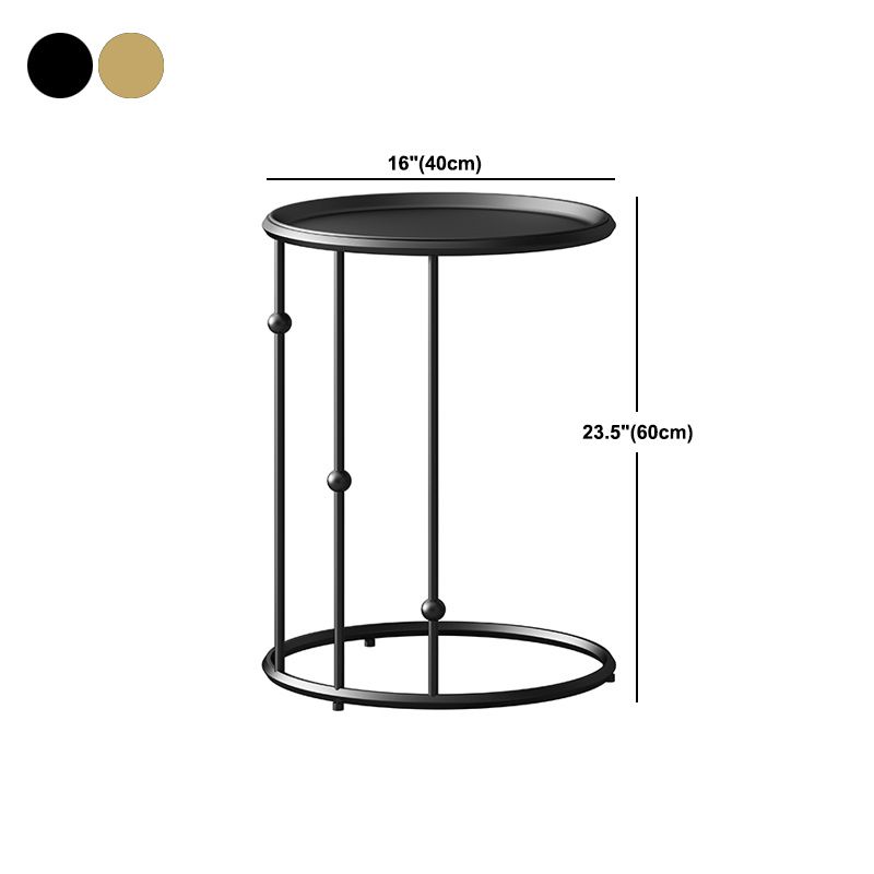 Mid-Century Black / Gold Metal Round Tray Top End Table C Side Table