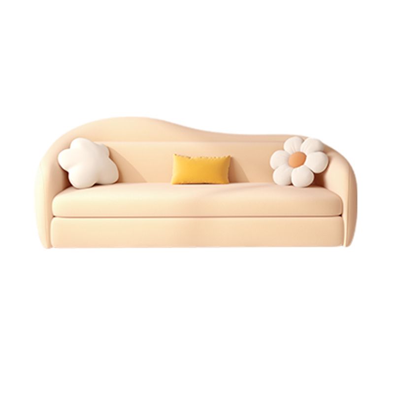 Upholstered Sleeper Sofa in Light Yellow Modernism Curved Sleeper Sofa