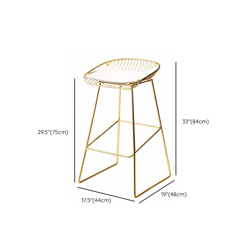 Metal Dining Stools Scandinavian Armless Bar Stools with Footrest