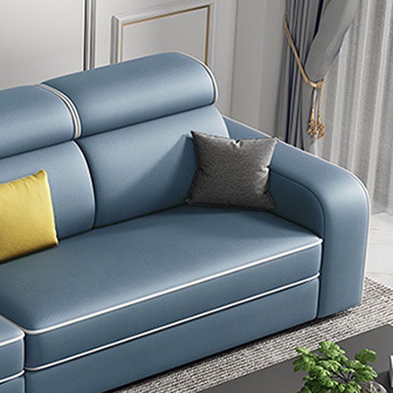 Contemporary Style Sofa Bed Solid Wood Frame Beige/grey/blue with Pocket Storage Sofa