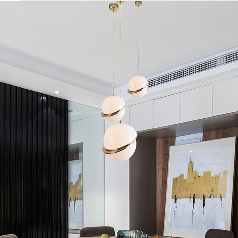 Weißes Glas Deckenleuchte Ding Room Schlafzimmer Ein leichtes modernes hängendes Licht