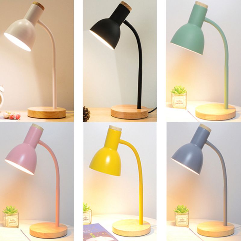 Wooden Dome Table Lamp in Modern Minimalist Style Wrought Iron Macaron Table Light for Bedroom
