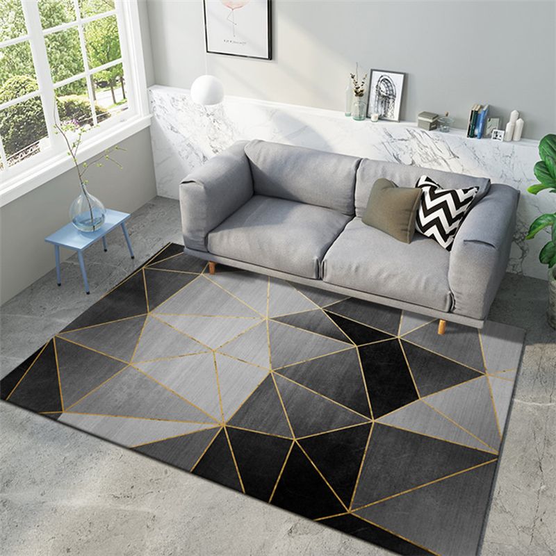 Scandinavian Geometric Printed Rug Multi Colored Simple Area Carpet Non-Slip Backing Washable Indoor Rug for Parlor