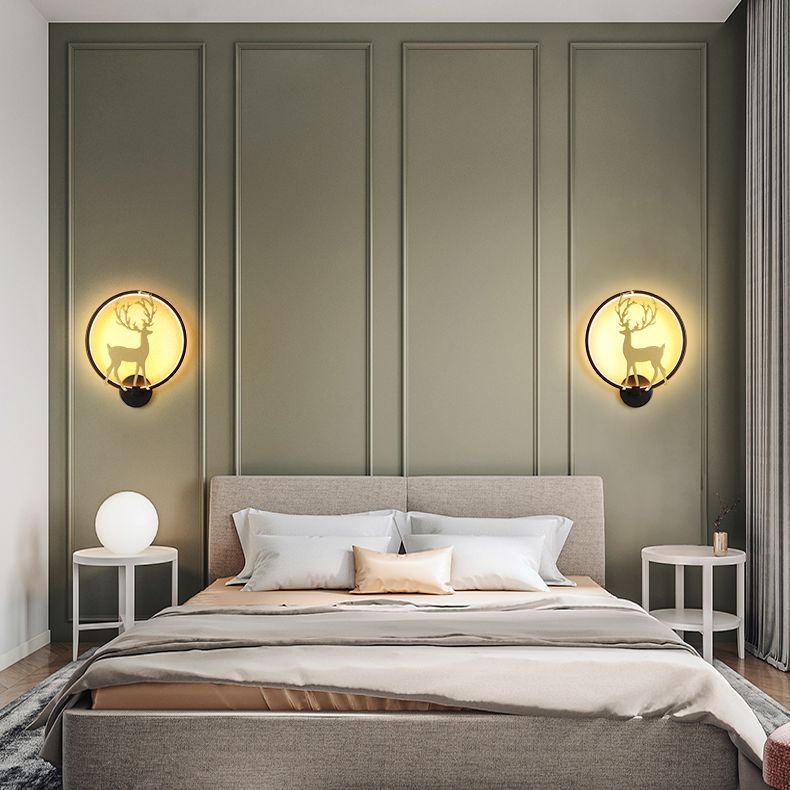 Round Disc Sconce Light Fixture Creative Minimalist Style Plastic Sconces