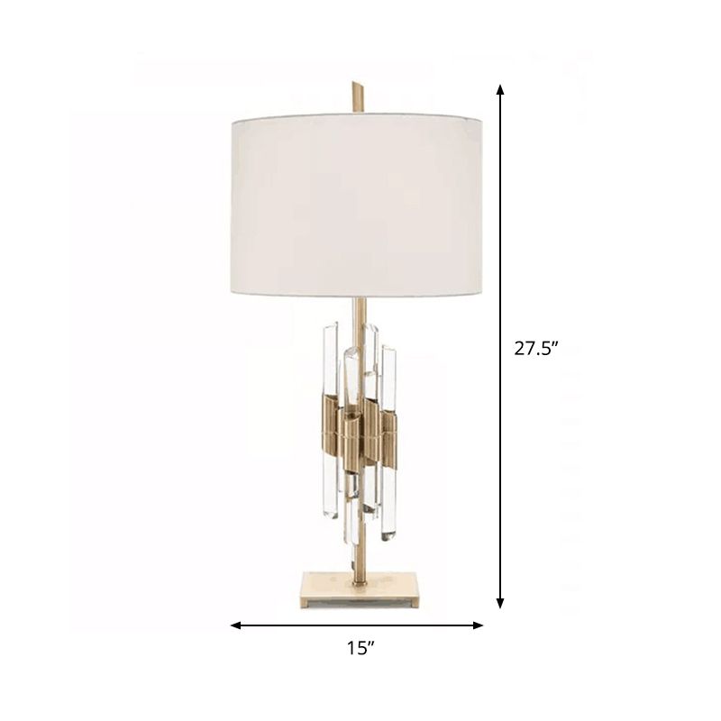 Tissu table blanche Lumière Round 1 lumière de nuit Classic Night Lampe avec tige de cristal