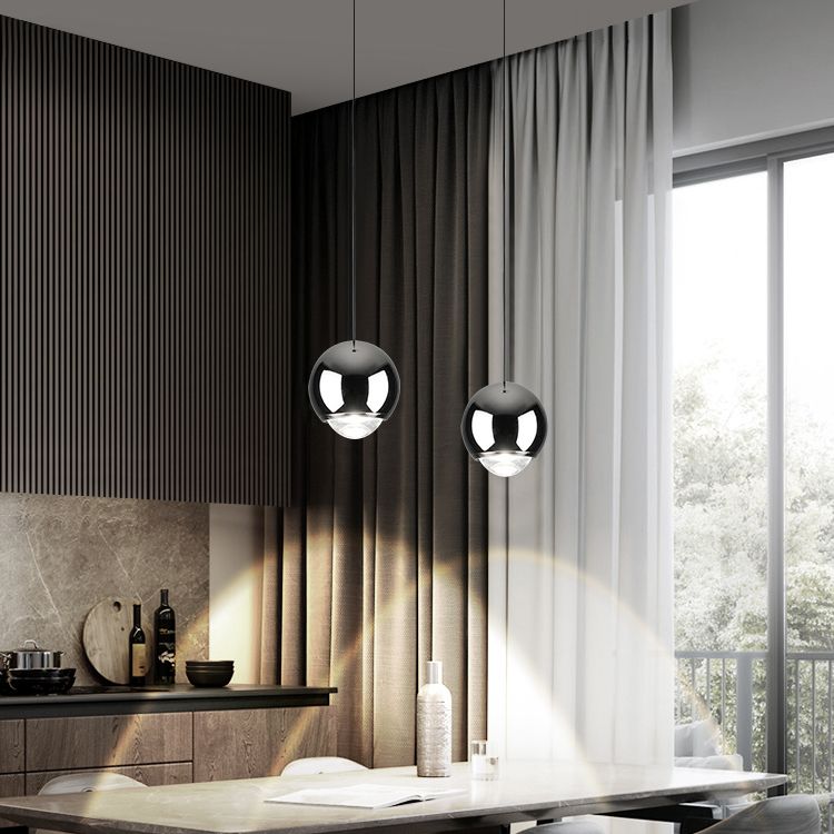 Modern Style Spherical Shape Hanging Light Metal 1 Light Pendant Lamp for Bedroom