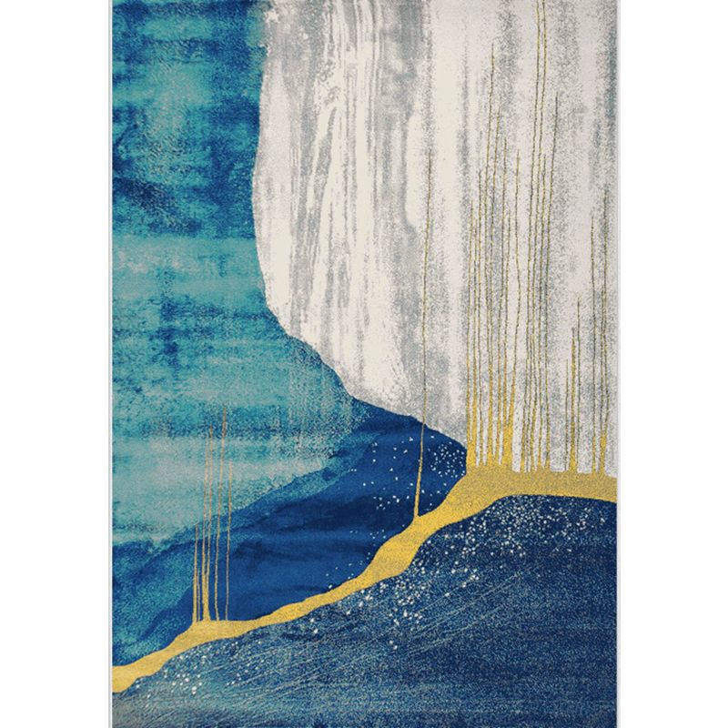 Simple Gradient Traces Carpet Blue Tone Polyester Rug Stain Resistant Carpet for Home Decoration