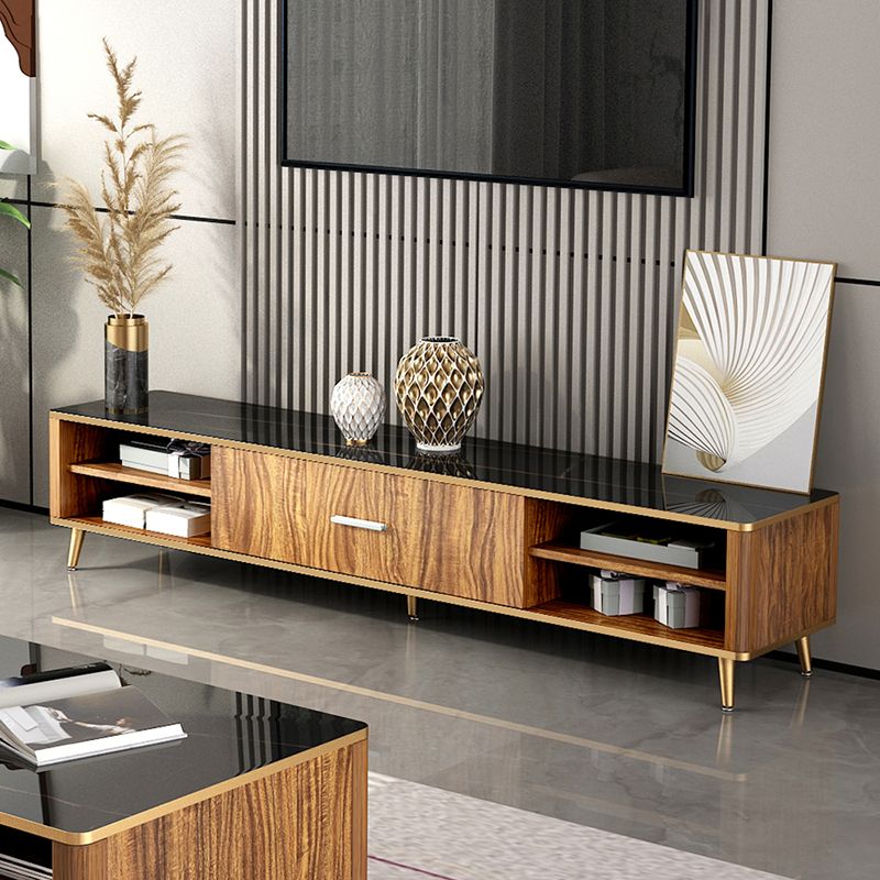 Glam Rectangle TV Stand Console with Golden Legs for Living Room