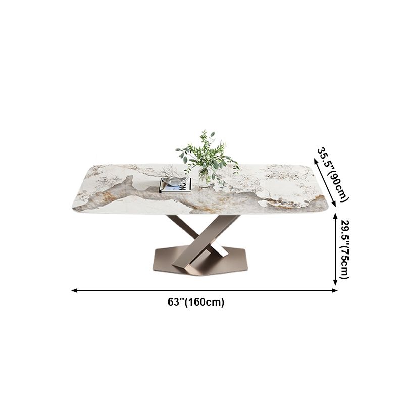 Mesa de comedor de lujo tradicional mesa de rectángulo de pedestal único para el hogar