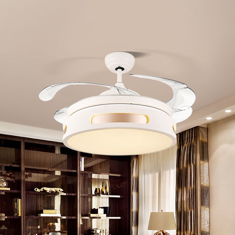 Lampada semifulta da tamburi acrilici da 16 "Lampada a filo modernista LAMP ANCOFINA LED BUIETTO LED con 4 lame