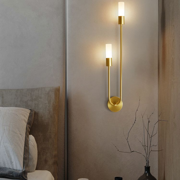 Modern Minimalist Style Wall Mounted Lighting Metal Sconce Light Fixture in Gold Finish for Bedroom