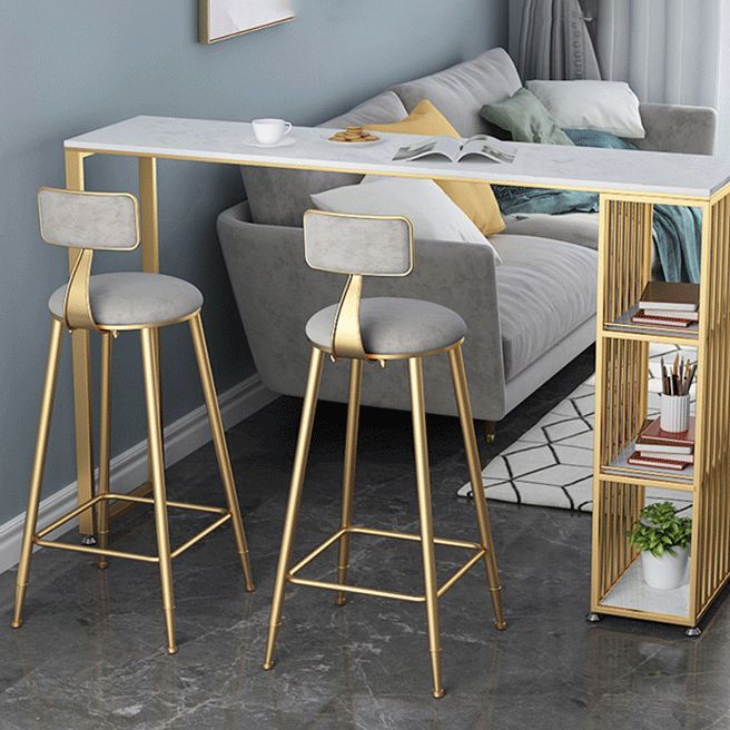 Glam 1/2/3 Pieces Bar Table Set Rectangle Bar Table with Metal High Stools