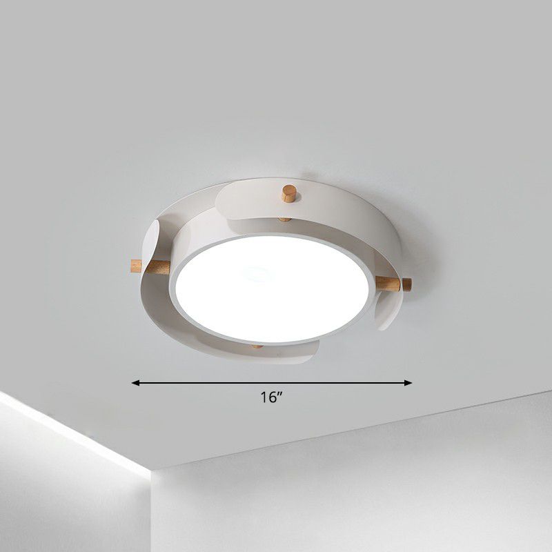 LED Round Flush Mount Lighting Fixture Minimalist Metal Bedroom Ceiling Mounted Light