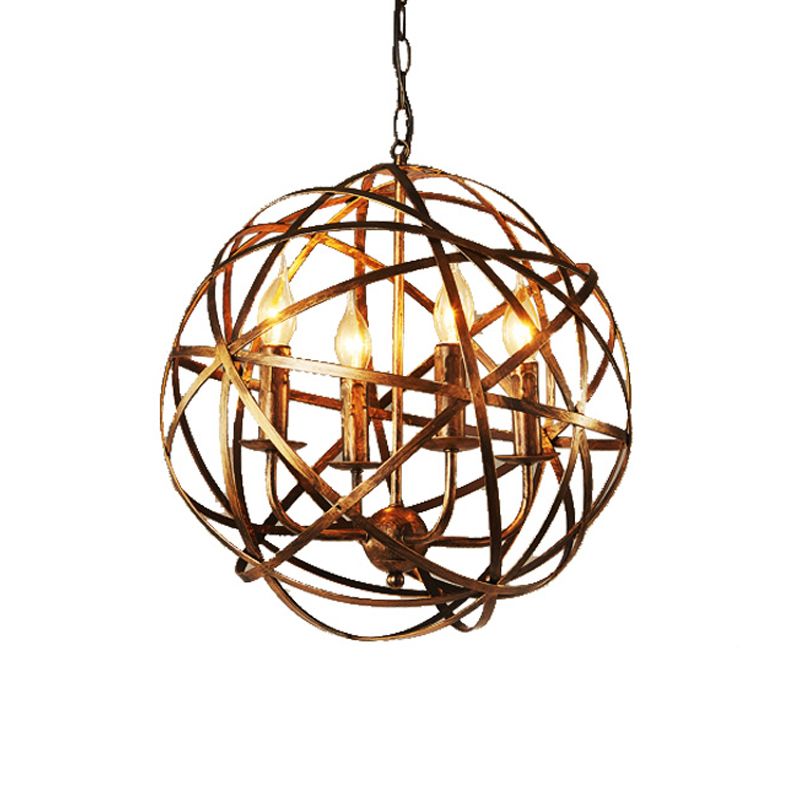 Globe Esszimmer hängen leichte traditionelle Metall 4 Lichter Messing Deckenkraut