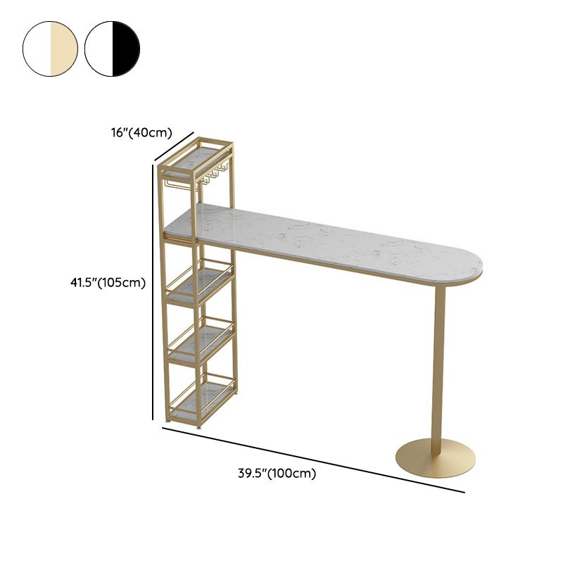 Modern Style Bar Table Set 1/3 Pieces Faux Marble Counter Table with Upholstered Stools