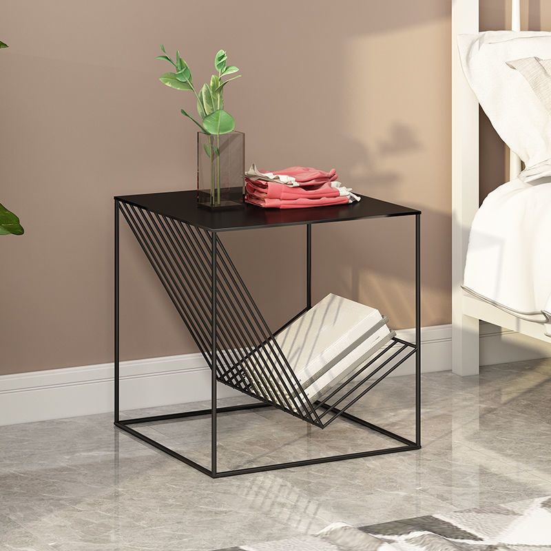 19.6" Tall Square Side Table Frame Ironcraft End Table with Magazine Holder