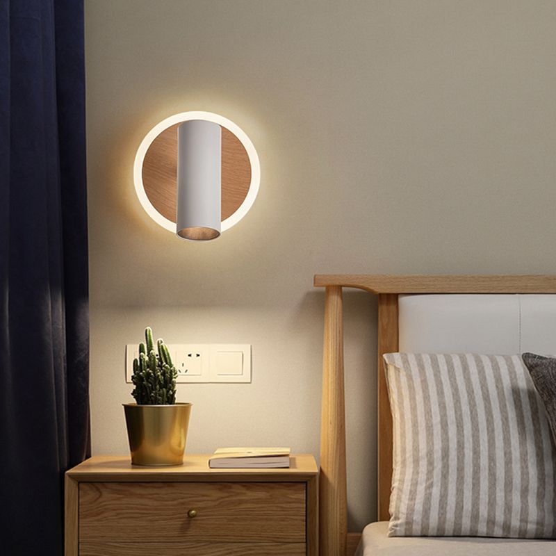 Modern 2-Light White Wall Mounted Sconce Metallic Shaded Wall Light