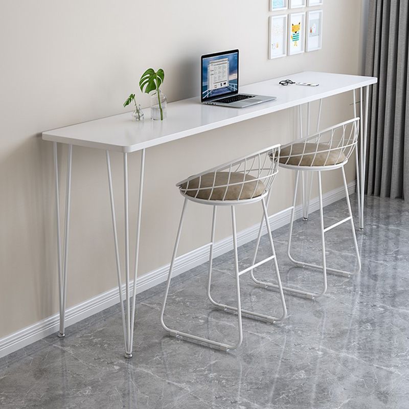 Wood Bar Dining Table Modern Rectangle Bar Table with 4 Legs Base for Milk Tea Shop