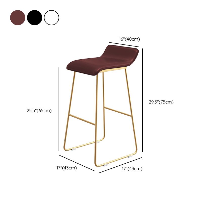 Leather Bar Stool Backless Counter Stool for Bristol with Gold Frame