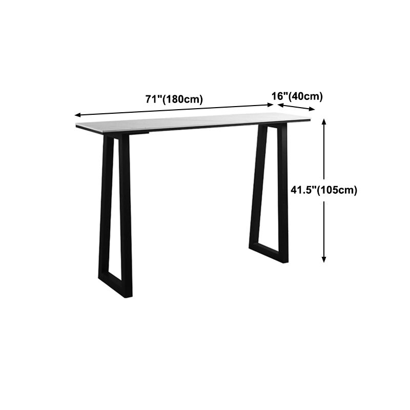 Industrial Rectangle Indoor Bar Dining Table White Stone Bistro Table Fixed Table