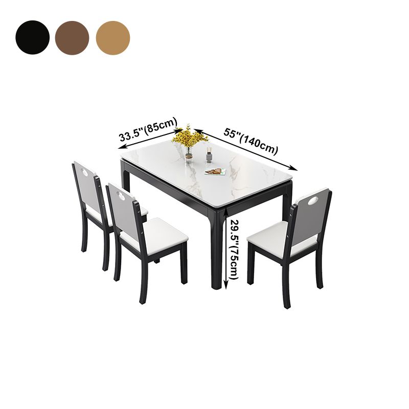 Stone Dining Room Collection Midcentury Style Rectangle 4 Legs Dining Table for Home