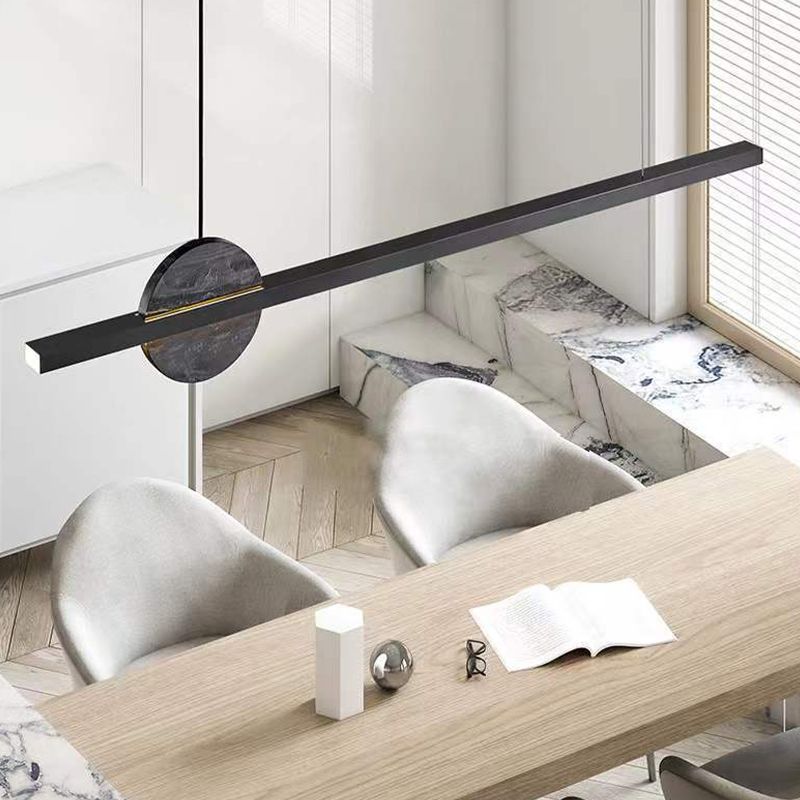 Brass and Marble Pendant Ceiling Fixture Linear 1 Light Kitchen Island Light